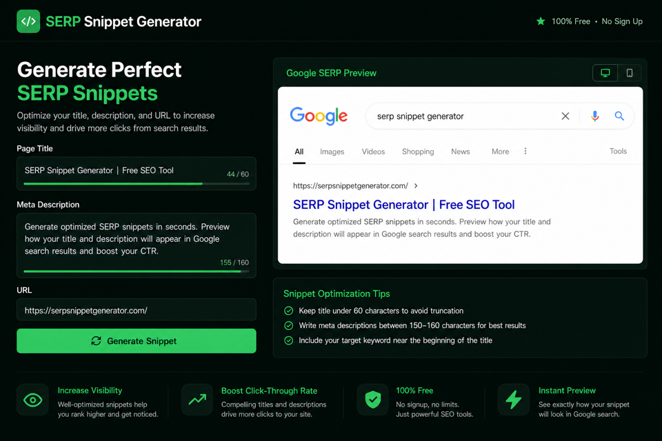 SERP Snippet Generator preview